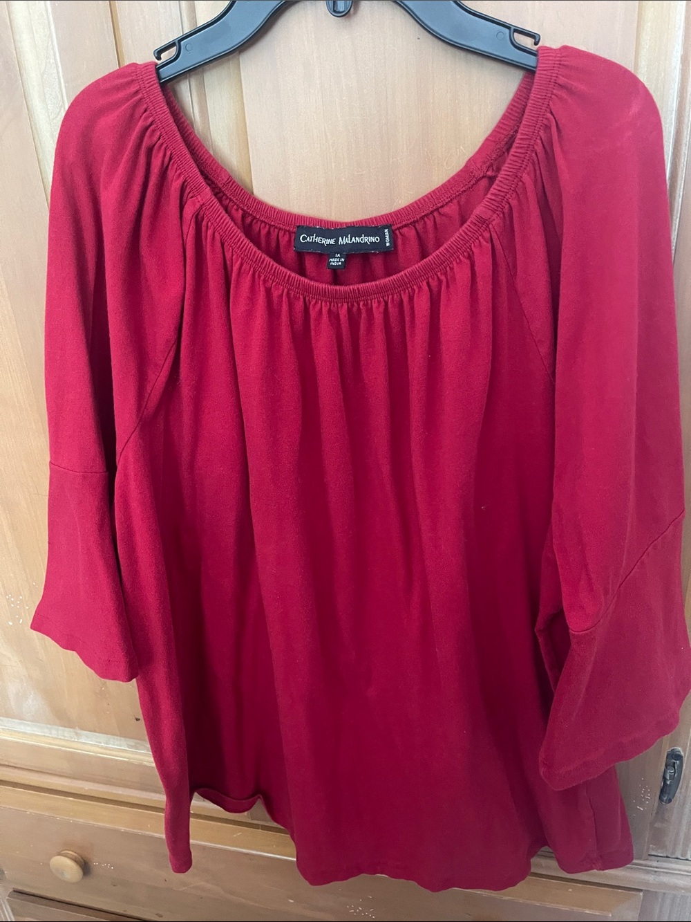 Catherine Malandrino Crimson Red Peasant Top
